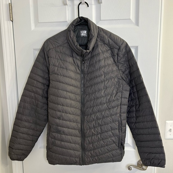 32 Degree Heat Black Ultra Light Full Zip Puffer Jacket Men’s Size M Gray Down - Picture 1 of 10